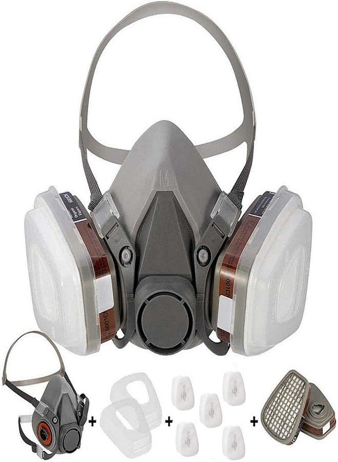 MTRoyaldia قناع وجه نصف قابل لإعادة الاستخدام من إم تي رويالديا - 6200، قناع تنفس نصفي، مناسب للطلاء والغبار والفورمالديهايد، والصنفرة، والتلميع، والرش، والحماية من الغبار والمواد الكيميائية - Image 1